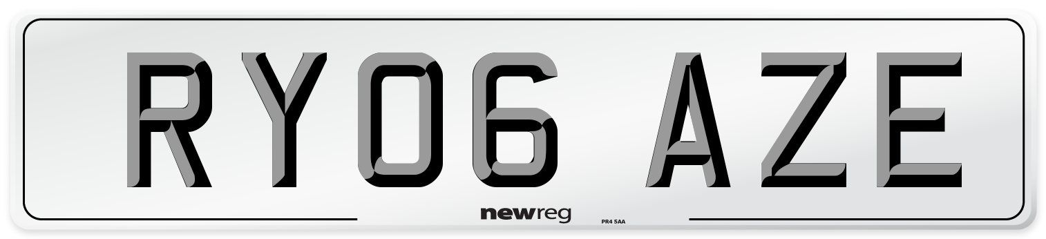 RY06 AZE Number Plate from New Reg
